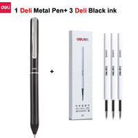 Deli Metal Rotary Gel Ink Ballpoint Pen, 0.5mm Extra Fine Bullet Rods Signature Business Smooth Writing Pens for Office School