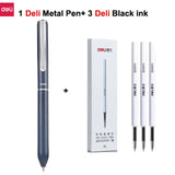 Deli Metal Rotary Gel Ink Ballpoint Pen, 0.5mm Extra Fine Bullet Rods Signature Business Smooth Writing Pens for Office School