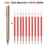 Deli Metal Rotary Gel Ink Ballpoint Pen, 0.5mm Extra Fine Bullet Rods Signature Business Smooth Writing Pens for Office School