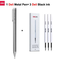 Deli Metal Rotary Gel Ink Ballpoint Pen, 0.5mm Extra Fine Bullet Rods Signature Business Smooth Writing Pens for Office School