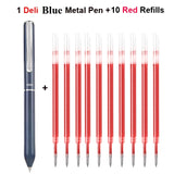 Deli Metal Rotary Gel Ink Ballpoint Pen, 0.5mm Extra Fine Bullet Rods Signature Business Smooth Writing Pens for Office School