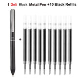 Deli Metal Rotary Gel Ink Ballpoint Pen, 0.5mm Extra Fine Bullet Rods Signature Business Smooth Writing Pens for Office School