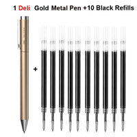 Deli Metal Rotary Gel Ink Ballpoint Pen, 0.5mm Extra Fine Bullet Rods Signature Business Smooth Writing Pens for Office School