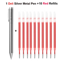 Deli Metal Rotary Gel Ink Ballpoint Pen, 0.5mm Extra Fine Bullet Rods Signature Business Smooth Writing Pens for Office School