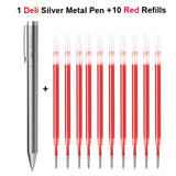 Deli Metal Rotary Gel Ink Ballpoint Pen, 0.5mm Extra Fine Bullet Rods Signature Business Smooth Writing Pens for Office School