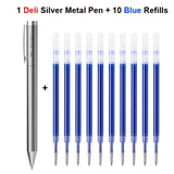 Deli Metal Rotary Gel Ink Ballpoint Pen, 0.5mm Extra Fine Bullet Rods Signature Business Smooth Writing Pens for Office School