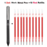 Deli Metal Rotary Gel Ink Ballpoint Pen, 0.5mm Extra Fine Bullet Rods Signature Business Smooth Writing Pens for Office School