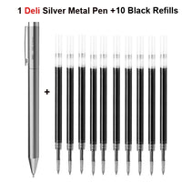 Deli Metal Rotary Gel Ink Ballpoint Pen, 0.5mm Extra Fine Bullet Rods Signature Business Smooth Writing Pens for Office School