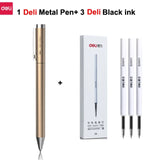 Deli Metal Rotary Gel Ink Ballpoint Pen, 0.5mm Extra Fine Bullet Rods Signature Business Smooth Writing Pens for Office School