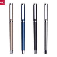 Deli Metal Sign Pen 0.5mm Gel Smooth Writing Pens Bullet Fine Tip Black Blue ink Refills Business Office School Gift