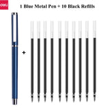 Deli Metal Sign Pen 0.5mm Gel Smooth Writing Pens Bullet Fine Tip Black Blue ink Refills Business Office School Gift