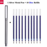 Deli Metal Sign Pen 0.5mm Gel Smooth Writing Pens Bullet Fine Tip Black Blue ink Refills Business Office School Gift