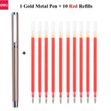 Deli Metal Sign Pen 0.5mm Gel Smooth Writing Pens Bullet Fine Tip Black Blue ink Refills Business Office School Gift