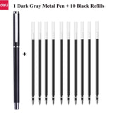 Deli Metal Sign Pen 0.5mm Gel Smooth Writing Pens Bullet Fine Tip Black Blue ink Refills Business Office School Gift