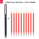 Deli Metal Sign Pen 0.5mm Gel Smooth Writing Pens Bullet Fine Tip Black Blue ink Refills Business Office School Gift