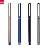 Deli Metal Sign Pen 0.5mm Gel Smooth Writing Pens Bullet Fine Tip Black Blue ink Refills Business Office School Gift