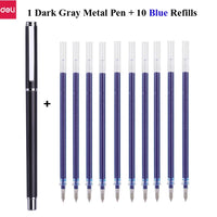 Deli Metal Sign Pen 0.5mm Gel Smooth Writing Pens Bullet Fine Tip Black Blue ink Refills Business Office School Gift