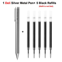 Deli Metal Sign Pen Ballpoint 0.5MM Signing Pens Smooth Switzerland Refill Black Ink Office School Supplies Writting Pens