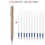 Deli Metal Sign Pen Gel Ink Pen 9.5mm Signing Stylo PREMEC Smooth Refill MiKuni Japan Ink Caneta OEM Black Blue Ink