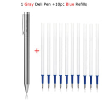 Deli Metal Sign Pen Gel Ink Pen 9.5mm Signing Stylo PREMEC Smooth Refill MiKuni Japan Ink Caneta OEM Black Blue Ink