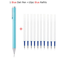 Deli Metal Sign Pen Gel Ink Pen 9.5mm Signing Stylo PREMEC Smooth Refill MiKuni Japan Ink Caneta OEM Black Blue Ink