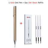 Deli Metal Sign Pen Gel Ink Pen 9.5mm Signing Stylo PREMEC Smooth Refill MiKuni Japan Ink Caneta OEM Black Blue Ink