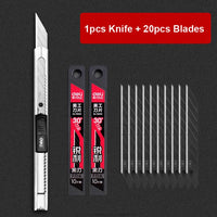 Deli Metal Utility Knife Paper Cutter Retractable Box Cutter Vinyl Craft Cutter Knife with 30 Degree Snap-off Blades  Art Knives