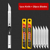 Deli Metal Utility Knife Paper Cutter Retractable Box Cutter Vinyl Craft Cutter Knife with 30 Degree Snap-off Blades  Art Knives