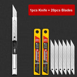 Deli Metal Utility Knife Paper Cutter Retractable Box Cutter Vinyl Craft Cutter Knife with 30 Degree Snap-off Blades  Art Knives