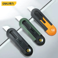 Deli Mini Pocket Knife нож Protable Utility Knife Box Cutter Auto-Retract Upgraded Front Self-Locking SK5 Blade Office Supplies