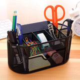 Deli Organizer Multifunctional Pencil Pen Holder Black Mesh Desk Metal Iron Storage Box Office Home Stationery Storage Case