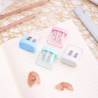 Deli Pencil Sharpener 4PCS/Lot Two Hole Touch Grip Sharpeners Cutter Kids School Supplies Stationery Student Prize