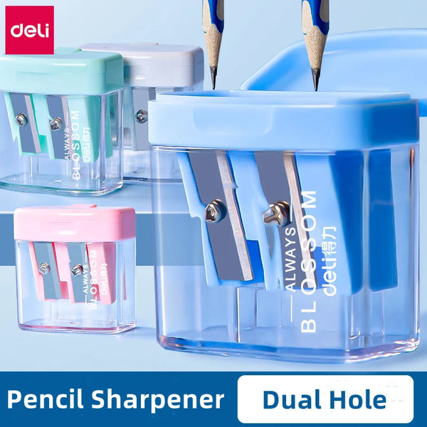 Deli Pencil Sharpener 4PCS/Lot Two Hole Touch Grip Sharpeners Cutter Kids School Supplies Stationery Student Prize