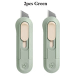 Deli Portable Mini Box Cutter Utility Knife, SK5 Metal Blades Box Opener Cutting Auto-Retractable Pocket Paper Cutter