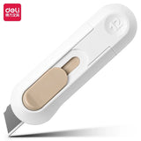 Deli Portable Mini Box Cutter Utility Knife, SK5 Metal Blades Box Opener Cutting Auto-Retractable Pocket Paper Cutter