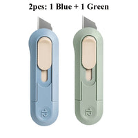 Deli Portable Mini Box Cutter Utility Knife, SK5 Metal Blades Box Opener Cutting Auto-Retractable Pocket Paper Cutter