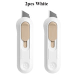 Deli Portable Mini Box Cutter Utility Knife, SK5 Metal Blades Box Opener Cutting Auto-Retractable Pocket Paper Cutter