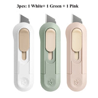 Deli Portable Mini Box Cutter Utility Knife, SK5 Metal Blades Box Opener Cutting Auto-Retractable Pocket Paper Cutter