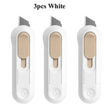 Deli Portable Mini Box Cutter Utility Knife, SK5 Metal Blades Box Opener Cutting Auto-Retractable Pocket Paper Cutter