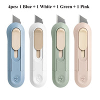 Deli Portable Mini Box Cutter Utility Knife, SK5 Metal Blades Box Opener Cutting Auto-Retractable Pocket Paper Cutter