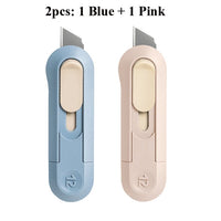 Deli Portable Mini Box Cutter Utility Knife, SK5 Metal Blades Box Opener Cutting Auto-Retractable Pocket Paper Cutter