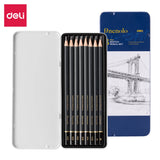 Deli Professional Sketch Pencils Set Charcoal Soft/Medium/Hard Carbon Pencil White Drawing Graphite Pencils Set for Artists