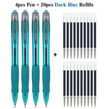 Deli Refillable & Retractable Rolling Ball Gel Pens,0.5mm Fine Point Blue Black Red Refills, Rubber Grip Smooth Writing