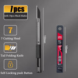 Deli Retractable Box Cutter Carbon Steel Utility Knife 30°Small estilete profissional ferramenta Art Supplies Sharpness couteau