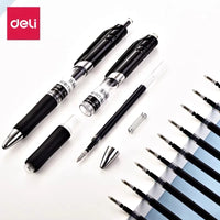 Deli Retractable Gel Pen 0.5mm Black Blue Red Gel Ink Refill Gelpen School Office Supplies Stationary Pens