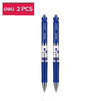 Deli Retractable Gel Pen TiP 0.5mm Black Blue color Writing Tools School Office supplies Stationery gel ink pens  EQ104