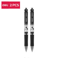 Deli Retractable Gel Pen TiP 0.5mm Black Blue color Writing Tools School Office supplies Stationery gel ink pens  EQ104