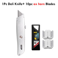 Deli Retractable Pocket Knife нож Unboxing Cutter Heavy Duty Utility Knife Stationery Couteau SK5 Blade Openeardboard Carton Box