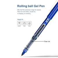 Deli RollerBall Pens, 0.5mm Fine Point Liquid Gel Ink Rolling Ball Quick Drying Gel Pen for School Office Writing