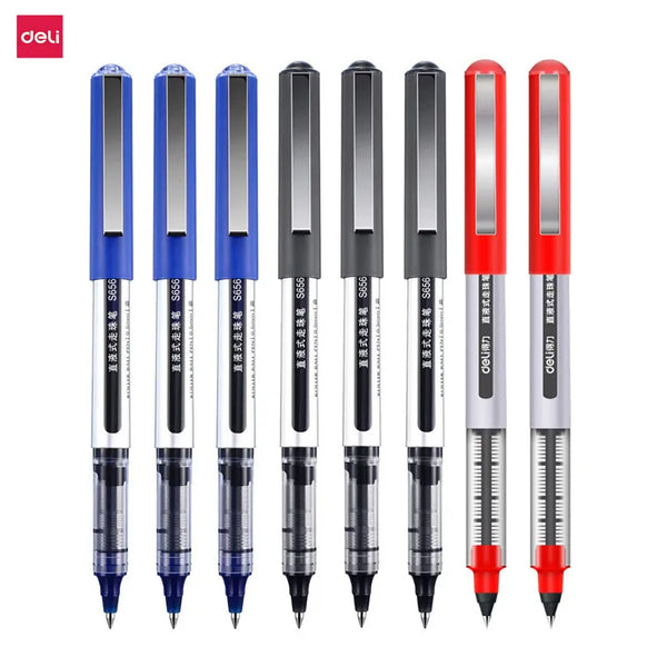 Deli RollerBall Pens, 0.5mm Fine Point Liquid Gel Ink Rolling Ball Quick Drying Gel Pen for School Office Writing